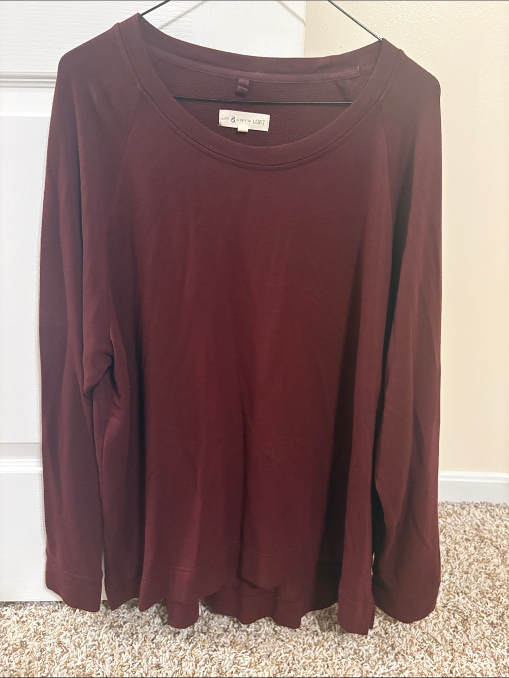 Lou & Grey Long Sleeve Crewneck Top - Wine